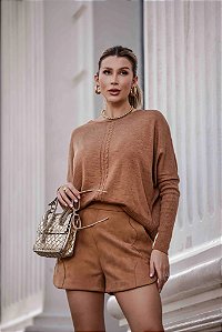 Blusa Tricot Flame Ampla - Nude