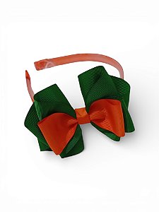 Tiara verde com laranja