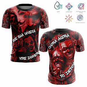 Camisa Camiseta de Quebrada Chora Agora Ri Depois Vermelha