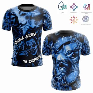 Camisa Camiseta de Quebrada Chora Agora Ri Depois Azul