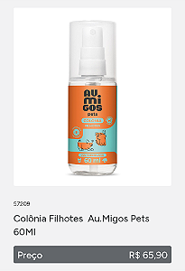 Colônia filhotes Au.Migos Pets 60ml