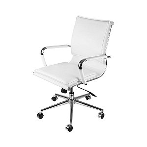Cadeira Escritório Soft Baixa base cromada Branca