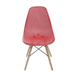Conjunto de jantar 04 cadeiras Eiffel Eames Colméia S/B Vermelha