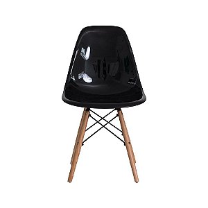 Cadeira Eames Eiffel ABS preto  base Madeira Edition Limited