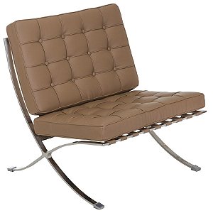 Poltrona Barcelona Couro Natural Caramelo Myes Van Der Rohe