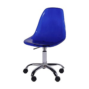 Cadeira Eames policarbonato DKR com rodízios base cromada