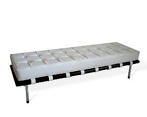 BANCO CAPRI 160CM INOX COURO NATURAL BRANCO MADEIRA ESCURA