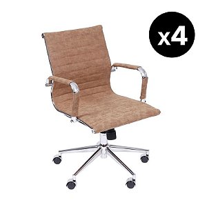 Kit 04 cadeiras Esteirinha Charles Eames castanho envelhecido linha premiun
