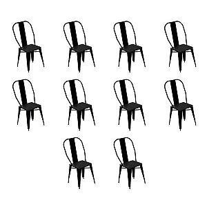 Kit econômico 10 cadeiras Tolix /Iron/Titan Preto Linha premium