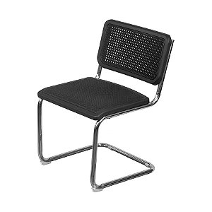 Cadeira New Cesca aço cromado assento palha pp Preto