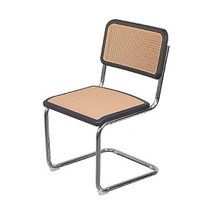 Cadeira New Cesca aço Tubolar assento palha pp Preto
