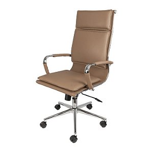 Cadeira Presidente Soft Alta Caramelo base cromada rodízios  nylon 3304