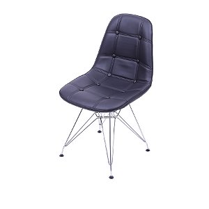 Cadeira Eames Botonê base aço cromado preto