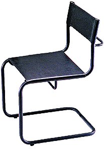 Cadeira Spoleto s/b aço pintado preto assento couro solado preto