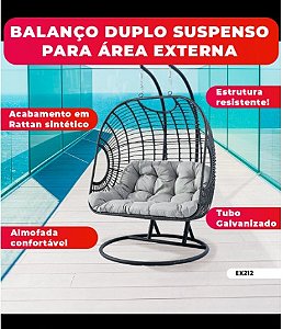 Balanço Acqua Sun Duplo Aço  Cinza com almofadas Offwhite Acqua Block EX-212