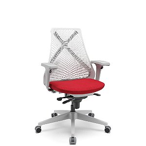 Cadeira Bix -X Estrutura Cinza assento crepe Aero vermelho Sistema Slider Systen regulagem total