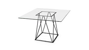 Mesa IWE aço pintado preto tampo 10mm vidro 140X140