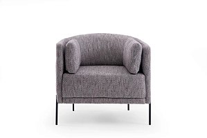 Poltrona Grow base aço Linho cinza premiun IMP535