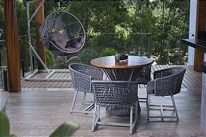CONJUNTO COMPLETO AVALON MESA 95 CM DIÂMETRO +POLTRONAS AVALON + BALANÇO AVALON