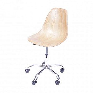 Cadeira office polipropileno madeira clara