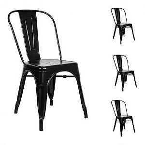 Jogo 4 Cadeiras Tolix / Iron Preto