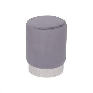 Puff Glamour Veludo cinza/prata