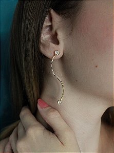 Brinco Dourado com cristal sinuoso