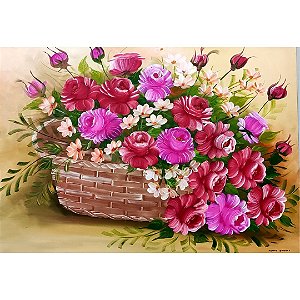 Pintura em tela flores rosas