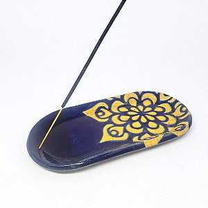 Incensário em cerâmica Mandala Amarela