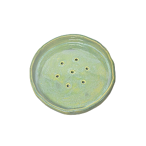Saboneteira verde de cerâmica