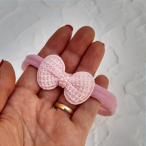 Lacinho crochê com pérolas