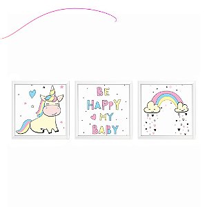 Kit Quadrinhos Unicórnio Quarto de Menina