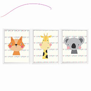 Kit Quadrinhos Animais Decoração Quarto do bebê