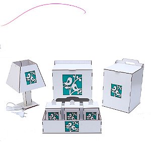 Kit Higiene Branco Passarinhos - 7 Peças