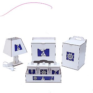 Kit Higiene Branco Marinheiro - 7 Peças