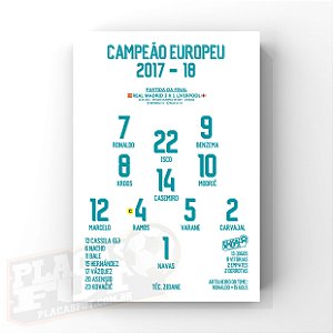 Quadro Real Madrid Escalação Final Champions League (UCL) 2017/2018