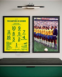 Kit 2 Quadros Brasil "1970 Engrenagem de Ouro"