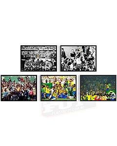 Kit 5 Quadros Comemorações 1958/1962/1970/1994/2002