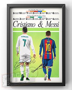 Quadro Messi & Cristiano Ronaldo "Hall da Fama PlacasFUT"