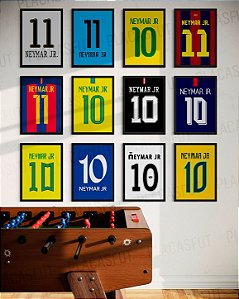 Kit 12 Quadros Neymar Camisas Históricas