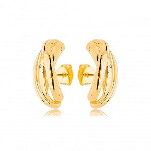 Brinco Ear Hook Entrelaçado Zircônia