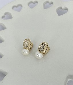 Argola Zirconia Pérola