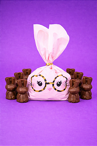 Mini Coelhos de Chocolate Sacola Rosa Crianças 100g – Zero Açúcar, Zero Póliol, Zero Glúten, Zero Lácteos, Low Carb e Ve