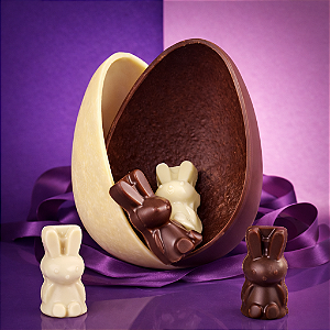 Ovo Duo de Chocolate Preto e Chocolate Branco 250g – Zero Açúcar, Zero Póliol, Zero Glúten, Zero Lácteos, Low Carb e Veg