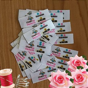 Kit 100 Etiquetas Personalizadas 1,5x6 cm (Cetim ou Gorgurão)