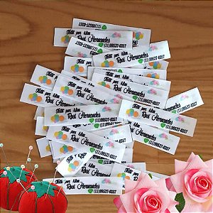 Kit 100 Etiquetas Personalizadas 2,2x4 cm (Cetim ou Gorgurão)
