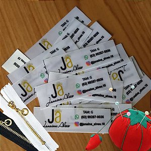 Kit 100 Etiquetas Personalizadas 2,2x6 cm (Cetim ou Gorgurão)