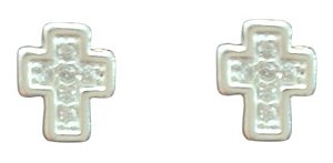 Brinco Mini Cruz Cravejada Masculina/feminina Prata925 Pura