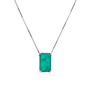 Colar de Prata 925 com pingente retangular fusion verde esmeralda