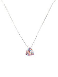 ColarPrata925 com pingente cravejado com zircônias colorida